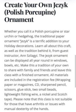Jezyk (Polish Porcupine) Ornament Class